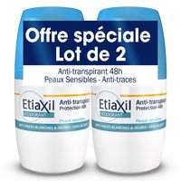 ETIAXIL D&eacute;odorant anti-transpirant 48h Lot de 2 roll on 50ml