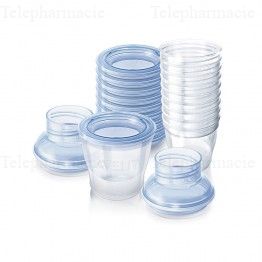 Pots de Conservation Lait Maternel - 10 pots de 180 ml avec couvercle + 2 adaptateurs