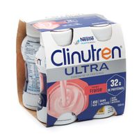 CLINUTREN Ultra concentr&eacute; en prot&eacute;ines saveur fraise sans lactose 4x200ml