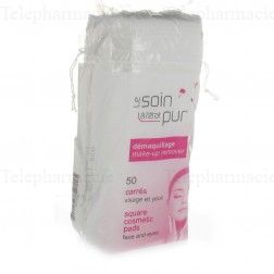 TETRA 100% Coton Carr&eacute;s d&eacute;maquillage visage et yeux x50