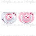 Sucettes Orthodontiques Silicone Night Time 0-6 Mois - 2 unit&eacute;s